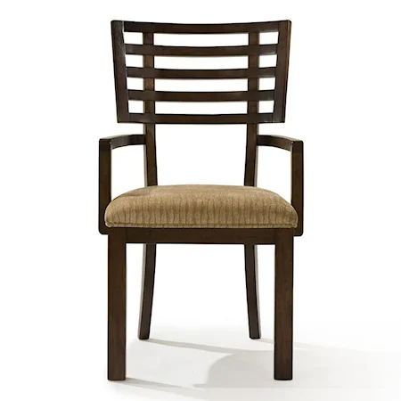 Grid Back Arm Chair w/ Upholstered Seat